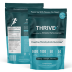 THRIVE+ blueberry creatine gummies front and back packaging