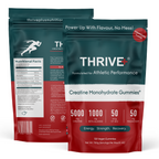 THRIVE+ strawberry creatine gummies front and back packaging