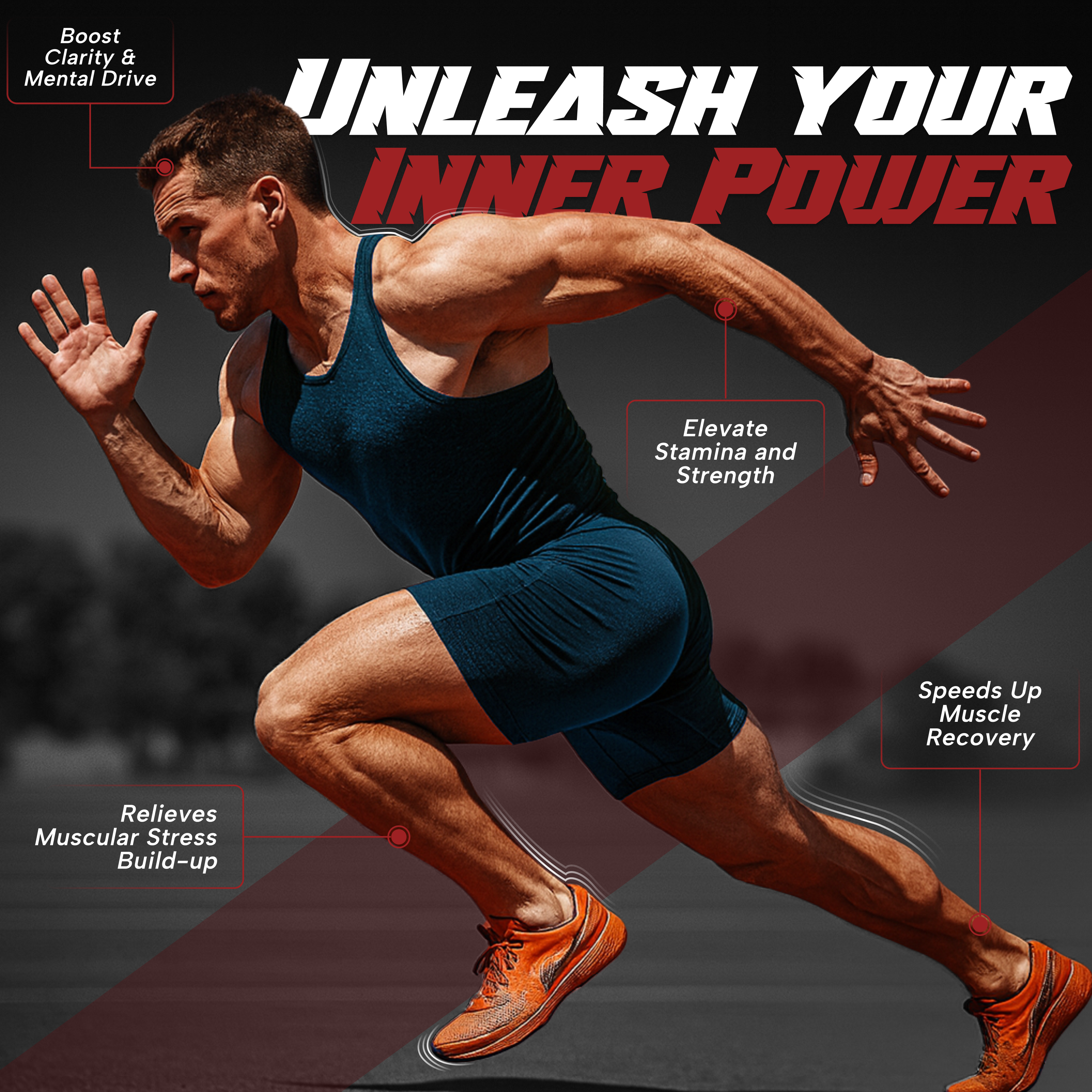 Athlete sprinting powered by THRIVE+ strawberry creatine gummies benefits